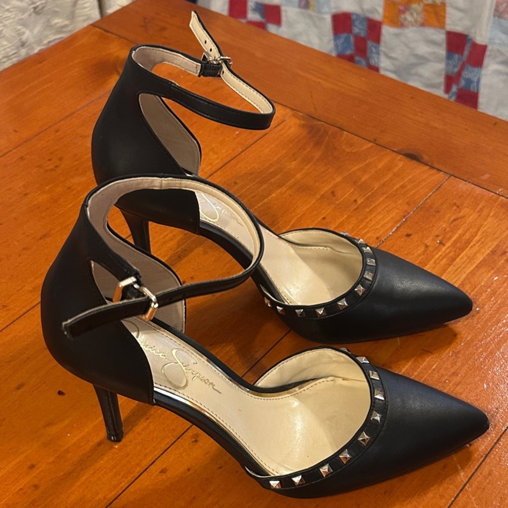Jessica Simpson Black Heels with Studded Detail